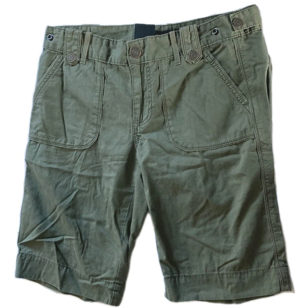 Calvin Klein Jeans Shorts Womens 6 Green Bermuda Utility Style Pockets NWT
